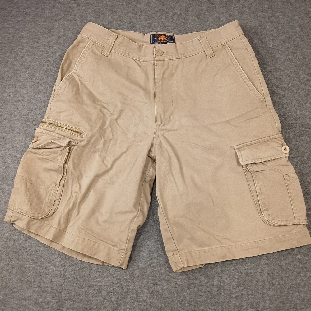 Route 66 Original Clothing Co Flat Front Cargo Shorts Men's Khaki Size 32